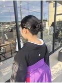 カチモリヘアアレンジ金箔お団子スタイル和装卒業式
