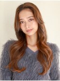 顔まわりレイヤー×くびれロング×ショコラブラウン