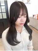 ダークグレージュレイヤーカット韓国巻き