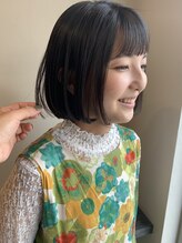 ヘアーアンドメイクアップ ケー インターナショナル 神楽坂(Ke' International) ぱっつん前髪のステップボーンカットで創る、黒髪ストレート