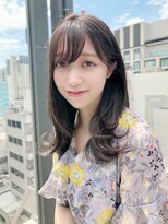 カミノア 銀座店(CAMINOIA)&nbsp;くすみブルーくすみカラー　耳掛け外ハネスタイル