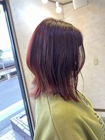 ヘアーリゾートガーデンバイトロント 船橋法典店(Hair Resort Garden by Toronto)&nbsp;外はねボブ×ピンクレッド【船橋、西船橋、市川大野、新船橋】