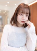 20代30代大人可愛い斜めバング/グレージュカラー小顔ボブ