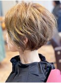 20代30代40代ハイライト外国人風カラーベージュ小顔ショート