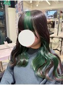 歌い手 騎士A しゆん インナーカラー 前髪メッシュ グリーン