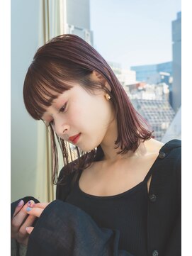 ロウ 銀座(RAW) 外ハネ　ロブ　銀座　暖色カラー　切りっぱなし