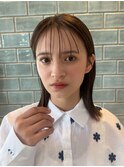 ダークアッシュブラウンミディアムレイヤー韓国巻き顔周りカット