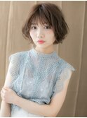 ショートボブ/ふんわりボブ/オリーブベージュ/外国人風/無造作e