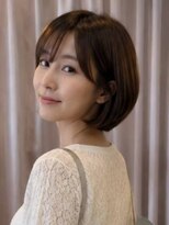 フラワーズ(Flowers)&nbsp;顔周りカット 前髪 チョコレートブラウン 髪質改善 丸みボブ