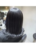 暗髪グレージュ/ブリーチなしダブルカラー/寒色系