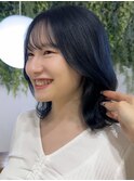 ◎ 美髪ネイビーハイトーンエアリーロングセミディ似合わせ前髪