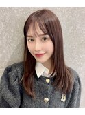 小顔ミディレイヤーカット内巻きレイヤー艶ナチュラルブラウン