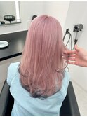 10代20代30代レイヤーカットエンドカラーホワイトピンク
