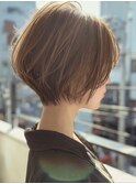 前髪小顔ニュアンスカラー大人ショートボブヘア20代30代40代