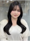 ロングレイヤー/ダークグレージュ/顔周りカット