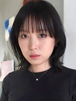 ハウ 心斎橋(how)&nbsp;伸ばしかけボブパーマゆるふわ顔周りカット黒髪大人美人