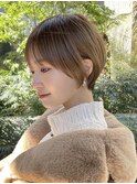  大人ショートボブ丸みショートカットマッシュショート前髪あり