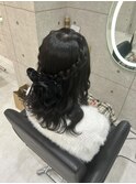 編み込みハーフアップ/心斎橋ヘアセット