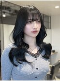 韓国くびれヘア ロングヘア グレージュ レイヤーカット