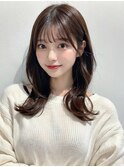 韓国風エギョモリ★くびれ外ハネ大人可愛い小顔シースルーバング
