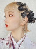 熊本 切りっぱなしボブ 成人式アレンジ ハイトーン Arisa.