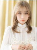 ■透明感カラーホワイトブロンドレイヤーロング47越谷10代20代