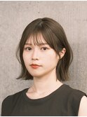 ボブ　外ハネボブ　くびれヘア　切りっぱなしボブ　暗めカラー