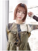 シールスルー/ローズブラウン/切りっぱなし/ボブディ/センター北