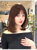 20代30代40代50代ひし形レイヤーふんわりミディブラウンカラー