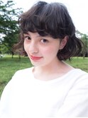 クシャクシャなフレンチ質感なミニボブ◇ダークアッシュカラー