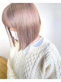 ロングボブスタイルピンクベージュ[名駅/名古屋駅前]