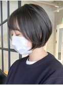 大人ショートボブ ショコラベージュ イルミナカラー 前髪あり