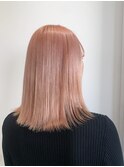 ピンクベージュ/セミディ［表参道/髪質改善/ハイライト］
