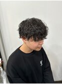 メンズパーマ　メンズカジュアル　ツイストパーマ　ツーブロック