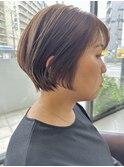 丸みが可愛いショートカット×ハイライト