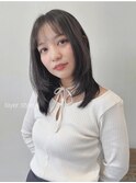 レイヤーカット　顔周りレイヤー　韓国風　ナチュラル
