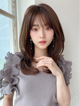 ラルユー 金山(LallYou) シャギーレイヤーロング韓国ワンホンヘアシースルーぱっつん前髪