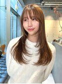 柔らかベージュロングハイレイヤーバングカット