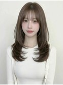 ハイレイヤーウルフ暗髪ブリーチなしシャギーカットp0越谷20代