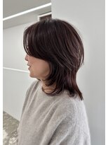 マスタード(MASTARD)&nbsp;ウェーブミディアムショートボブ 前髪なしブリーチなしカラー