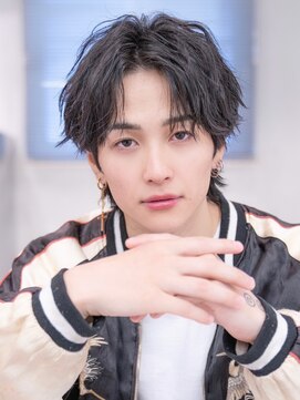 ハバナ 渋谷(HAVANA) アッシュブラックマッシュパーマ刈り上げツーブロック