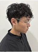 メンズマッシュパーマスペインカールニュアンスパーマ眉毛