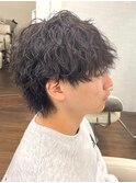 メンズ波巻きスパイラルパーマシャドウパーマ刈り上げマッシュ