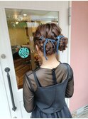 ロングヘアのツインお団子アレンジ♪