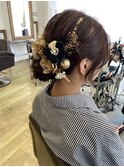 成人式/前撮り/ヘアセット/シニヨン/まとめ髪/ドライフラワー