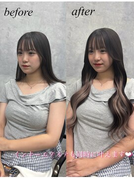 エル ヘアサロン なんば店(eL) エクステ長さ出しとインナーエクステ同時に☆【SYURI】
