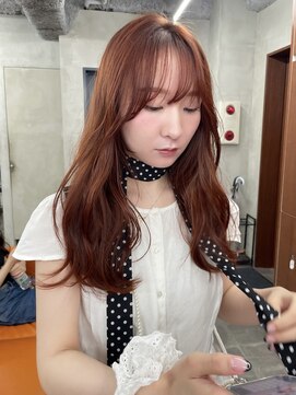 ニコ トウキョウ 渋谷(nico TOKYO) ダブルカラーチェリーレッドピンクブラウン韓国レイヤーロング