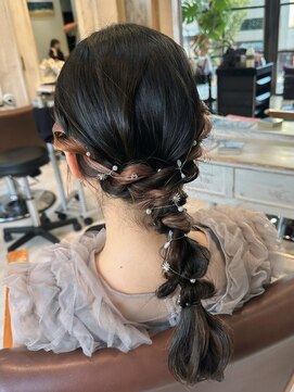 編みおろしヘア/パーティーヘア/結婚式参列ヘアセット