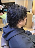 襟足を残したパーマスタイル