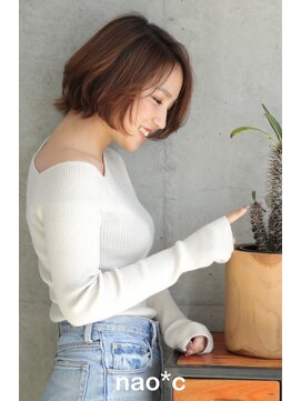 ナオシ 田原台店(nao c) 【生駒nao*c】☆ミルクティーベージュのミディアムラフスタイル